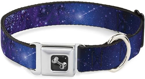 Collar de perro hebilla de cinturón de seguridad Galaxy Blues Purples 16 a 23 pulgadas 1.5 pulgadas de ancho