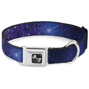 Buckle-Down Galaxy Blues/Purples Dog Collar Bone, Wide Large/18-32