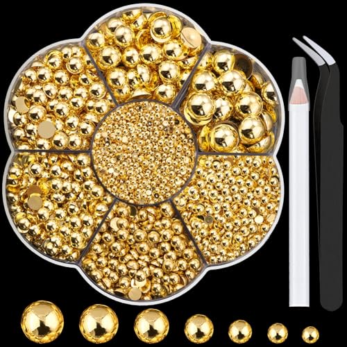 6000 Pcs Flat Back Nail Pearls Kits 11 Pearls for Bedazzling Nail Decor
