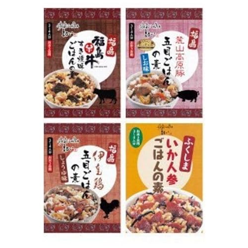 ふくしまの美味しいを詰め込んだ炊き込みごはんの素4種セット 3合炊き [各1箱、計4箱入]