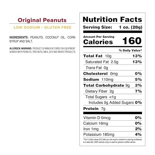 Miniatura 7 de BEER NUTS Original Peanuts - Bolsas individuales de 4 onzas (paquete de 2), dulces y salados, sin gluten, kosher, bocadillos de maní bajos en sodio