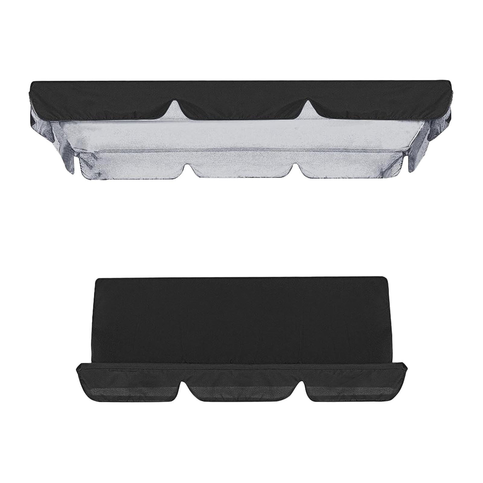 2 Pièces Balancelle Auvent Ensemble Housse Hamac Couverture Imperméable Coussin Matériel Oxford Adapté Aux Familles Terrasses Balcons, Noir