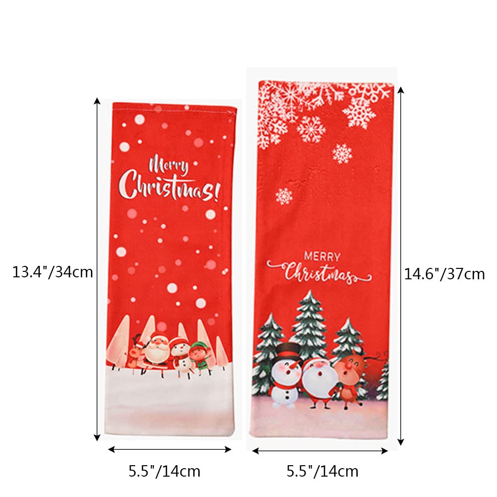 Yahpetes Merry Christmas Wine Bottle Dress - 2 Pcs Red Wine Bottle Cover Bags with Drawstring for Christmas Party Decorations
