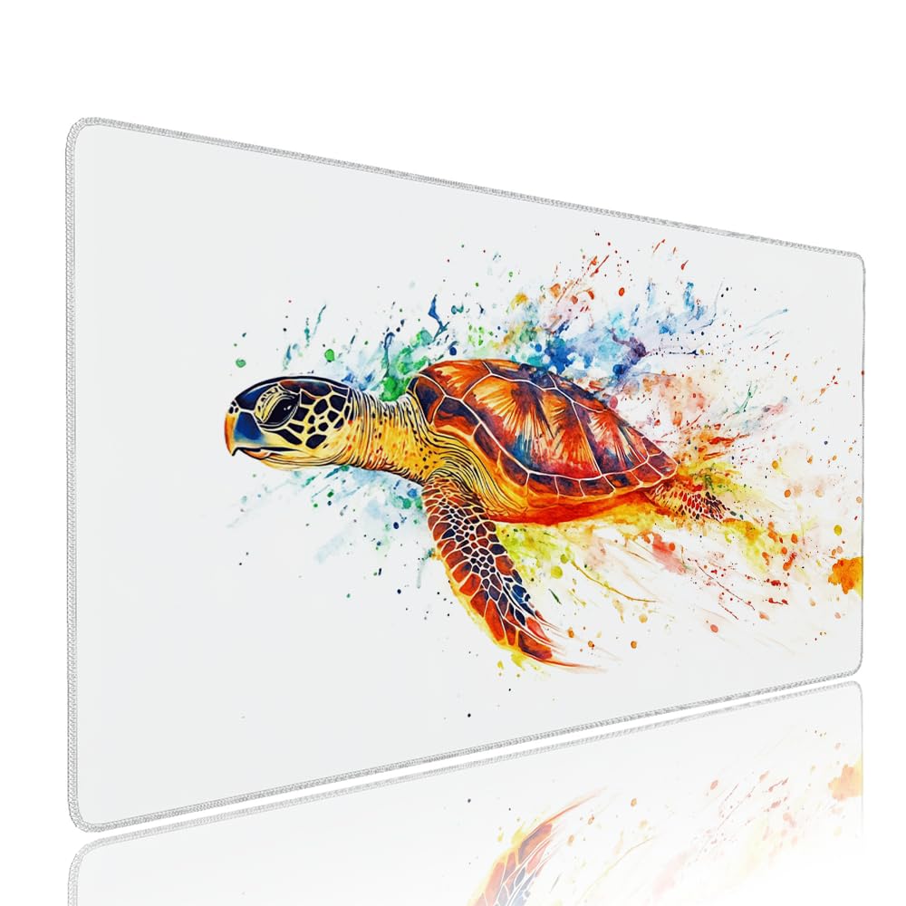 Podkładka pod mysz do gier xxl akcesoria do biurka białe żółwie morskie duża podkładka pod mysz i klawiatura podkładka na biurko 1200 x 600 x 3 mm antypoślizgowa podstawa, do komputera Laptop Studio