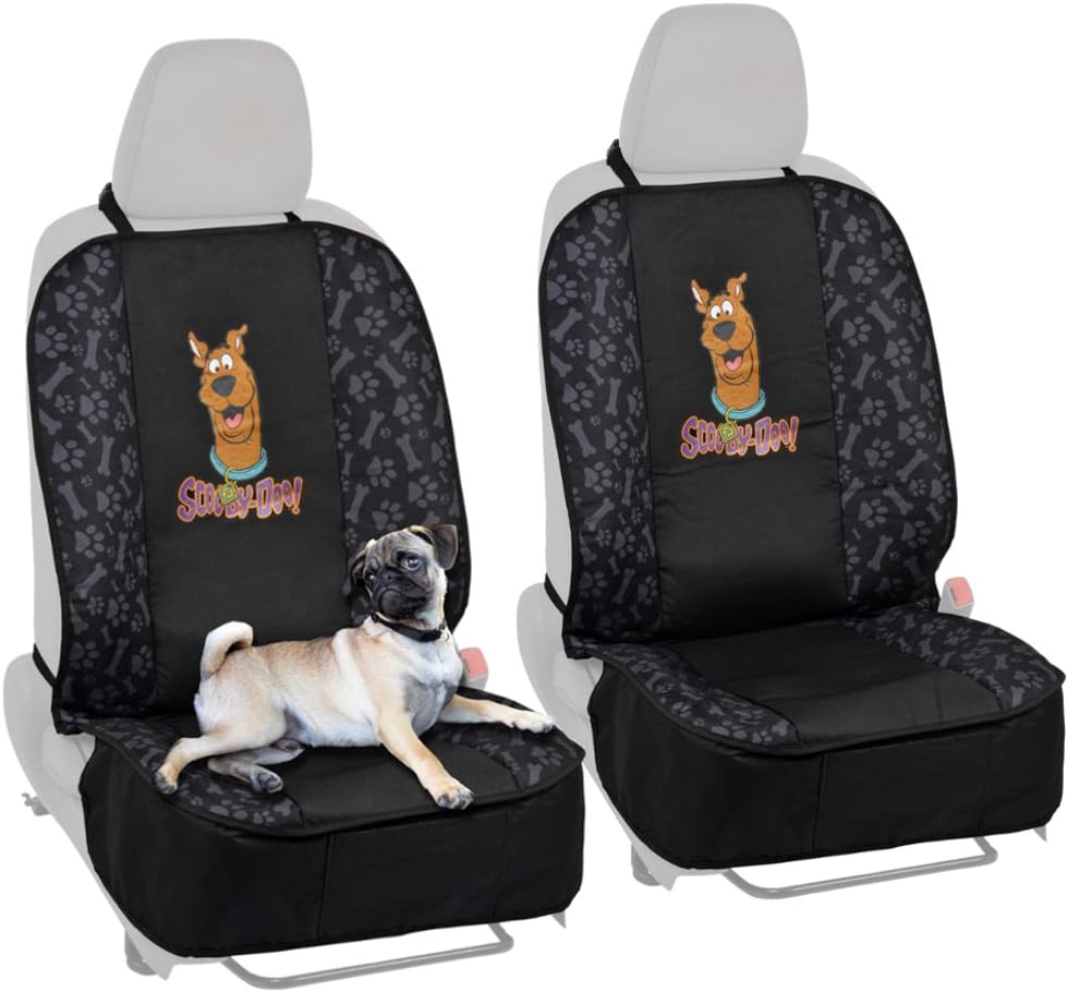 BDK Scooby Doo Waterproof Car Seat Covers for Dogs, 2 Pack Front Seat– Heavy Duty Black Oxford Automotive Front Seat Protector for Pets, Interior Covers for Auto Truck Van SUV
