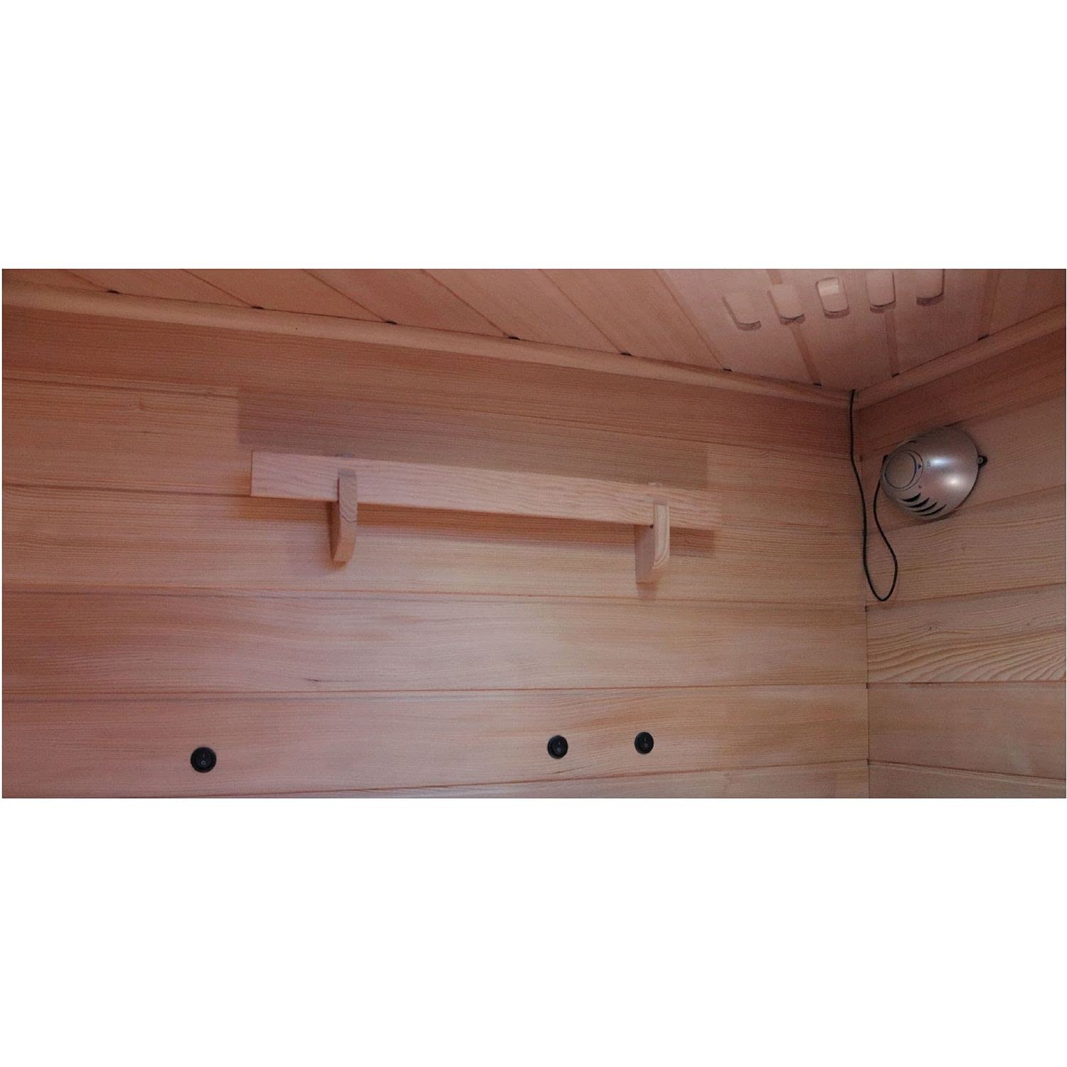 Dewello® Infrarotkabine Infrarotsauna LAKEFIELD 140cm x 140cm für 2-3 Personen aus Hemlock Holz mit Vollspektrumstrahler, LED-Farblicht, Bluetooth, FM,MP3,USB