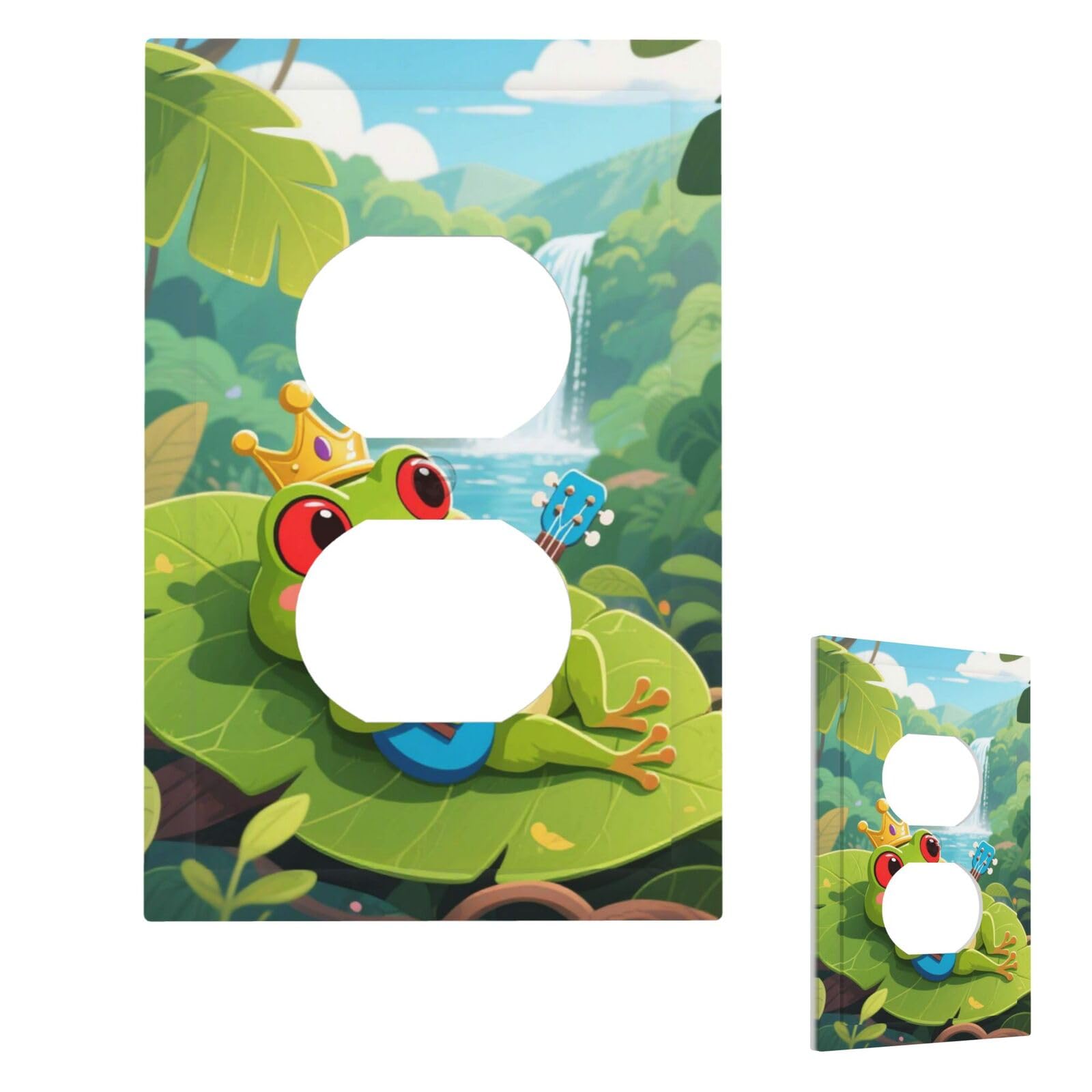 Fekiloot Duplex Cute Frog Wall Plate Cover Modern Decorative 1 Gang Light Switch Cover Unbreakable Receptacle Outlet Covers For Living Room Bedroom Home Decor