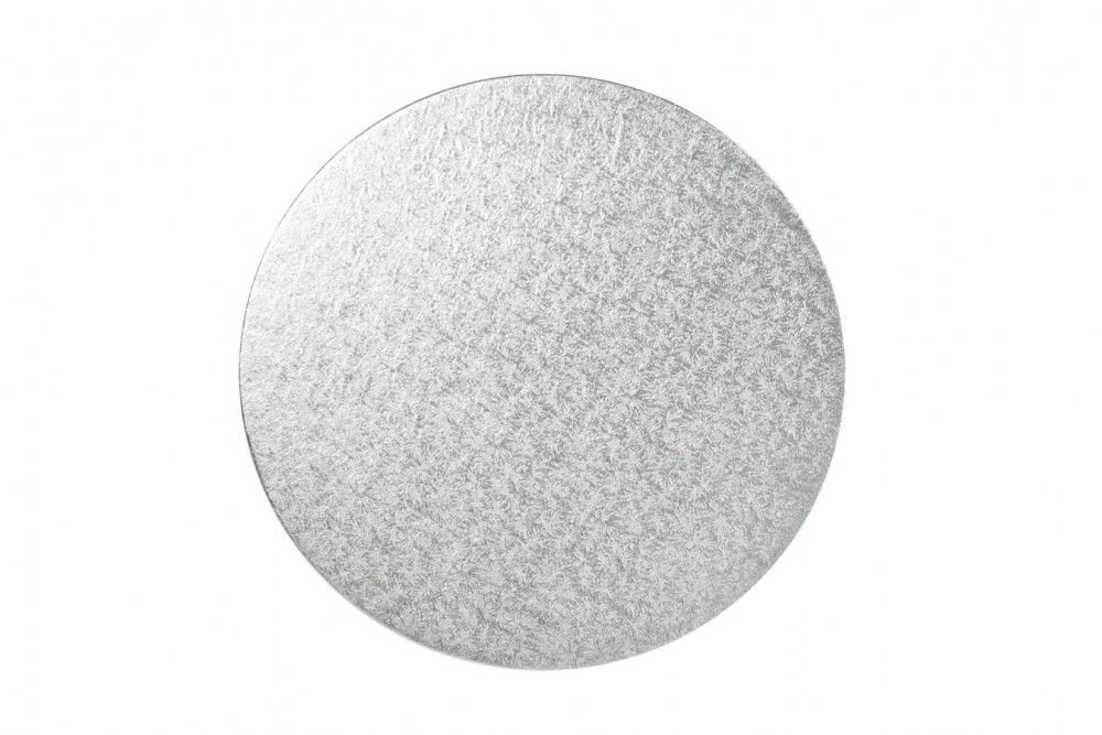 13" Round Silver Cake Drum. Silver Foiled