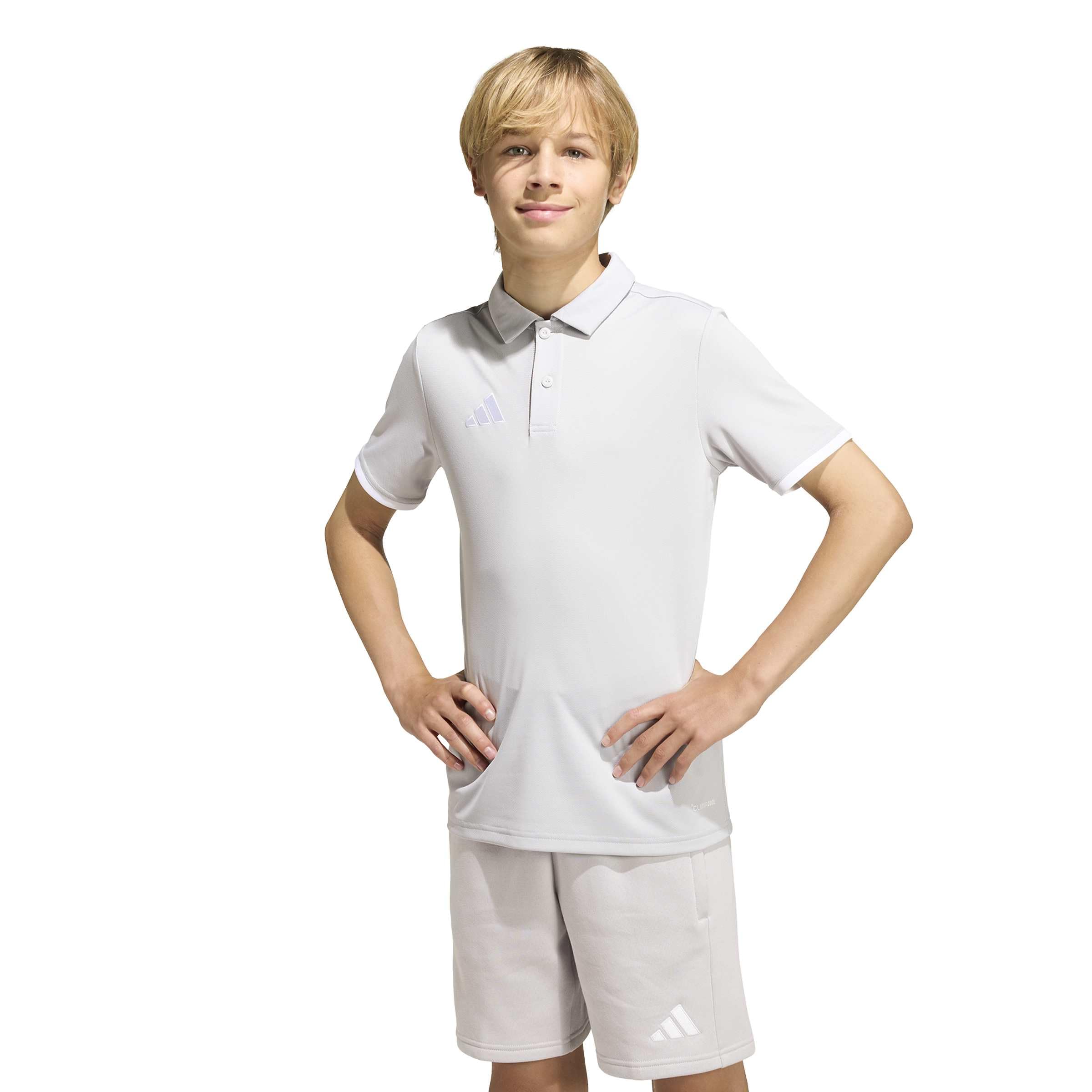 adidas Unisex Kids Entrada26 Polo Kids Shirt, Team Light Grey/White, 9-10 Years