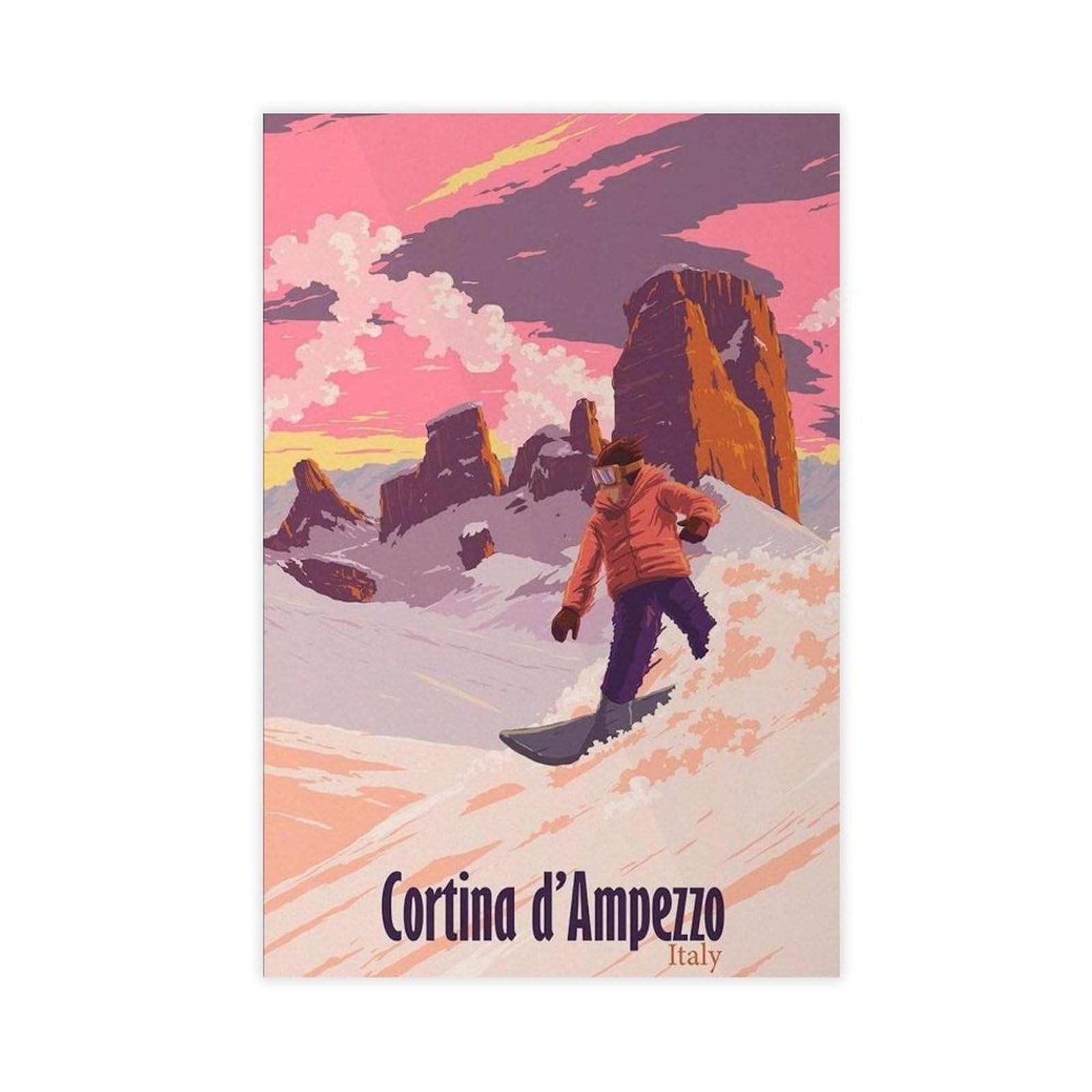 HOHHMY Cortina D'Ampezzo Ski Canvas Poster for Office Decor Gift