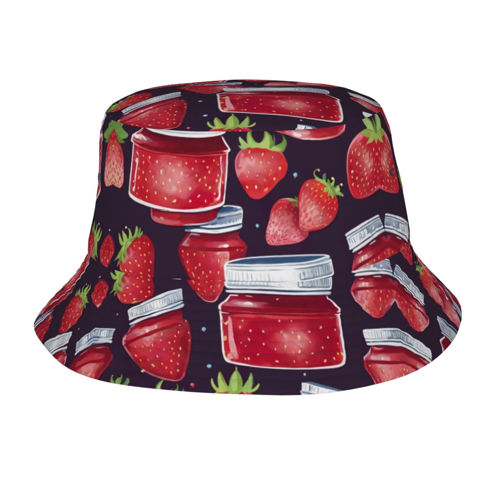 Kfjghhl Strawberry Jam 04 Bucket Hat Unisex Lightweight Outdoor Summer Beach Fisherman Headwear Getaway Vacation