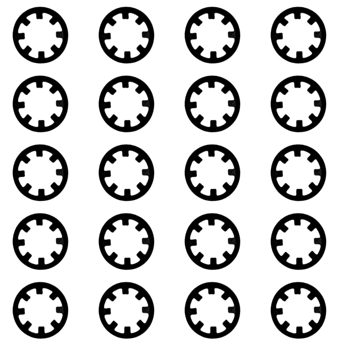 20 Internal Toothed Washers, 3/8 in. Stainless Steel Internal Toothed Washers for Mechanical Equipment Fasteners, Retaining Pin Fittings, Black