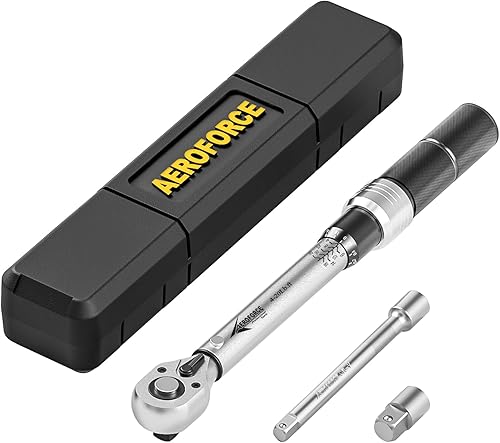 AEROFORCE - Juego de llaves dinamométricas de clic de 14 pulgadas (4-20 libras5.4-27.2 Nm) con barra de extensión de 4 pulgadas y un adaptador de 14