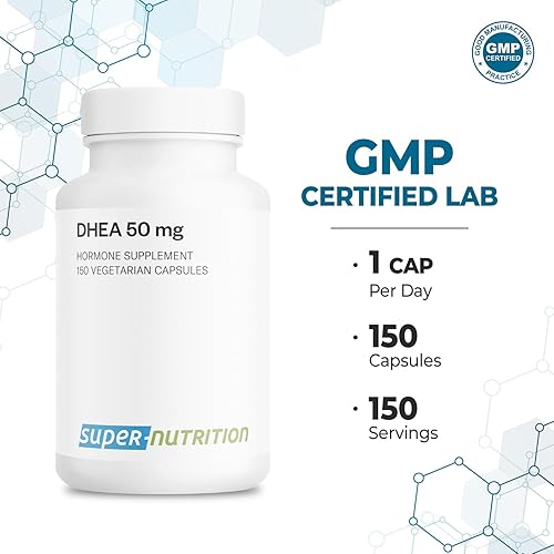 Miniatura 5 de Supersmart - DHEA 50 mg - Suplemento nutricional antienvejecimiento - Equilibrio hormonal natural  Etiqueta limpia sin OMG y sin gluten - 150