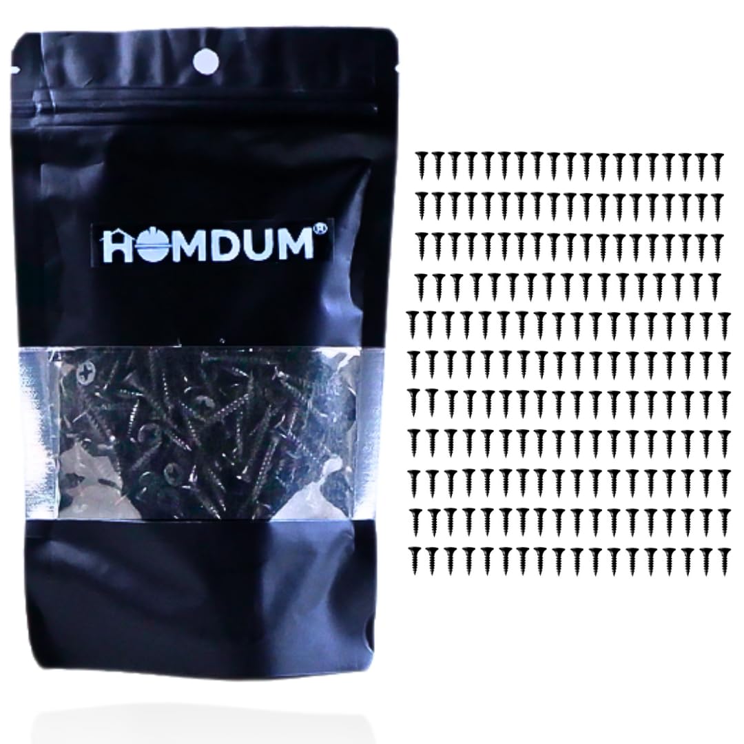 Homdum Dry Wall Screw for Fixing Wood, Plywood, Plasterboard,Size 13 mm/1/2" inch + 1 Nos Ph2 Screw Driver Bit, Pack of 201 Pieces.