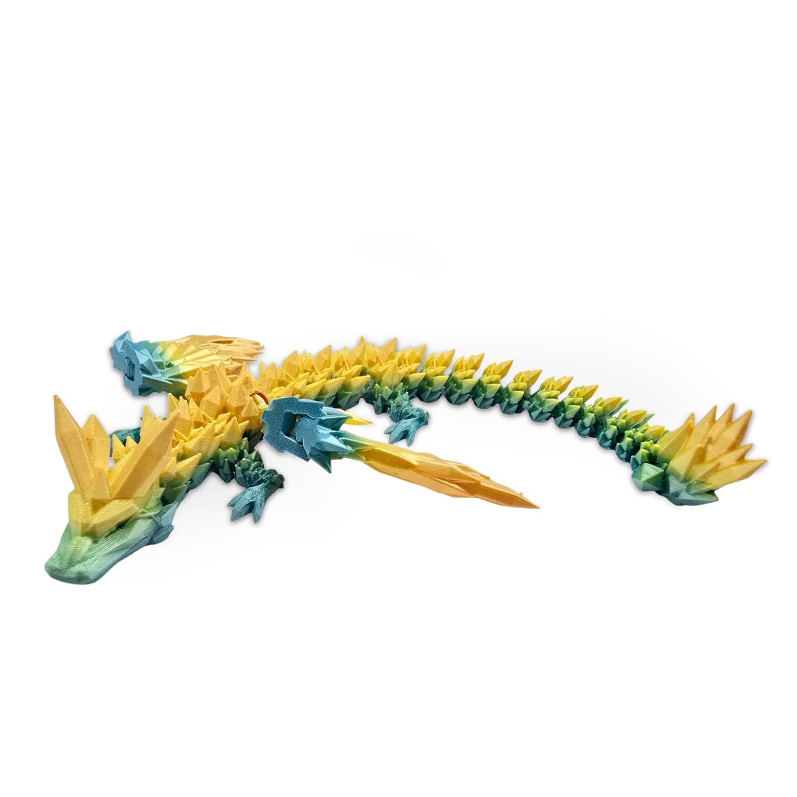 3D Printed Articulated Dragon Toy - 40cm Long with Expandable Wings & Vibrant Gradient Colors - Flexible Fidget Sensory Figure for Kids & Adults (Yellow)