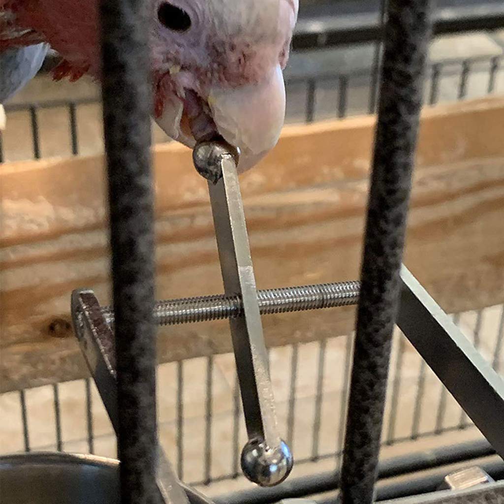 Juguete de soporte para pájaros con spinner de viaje de acero inoxidable que gira en el eje, juego mental para pájaros medianos a extragrandes