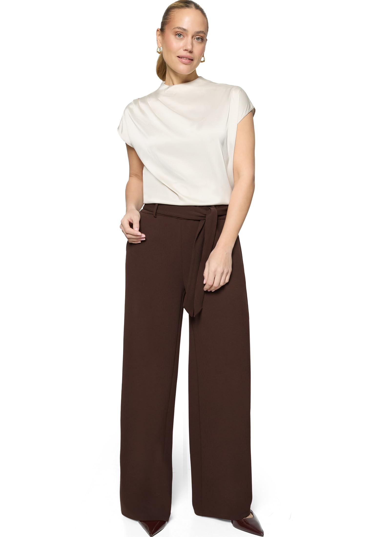 zero Damen Satin-Bluse mit Kragen
