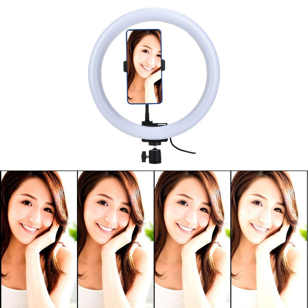 Luce LED da 12 pollici, 3200 K-5600 K, USB 12 W con clip a sfera per telefono per trucco live streaming e produzione video su YouTube, lampada a LED