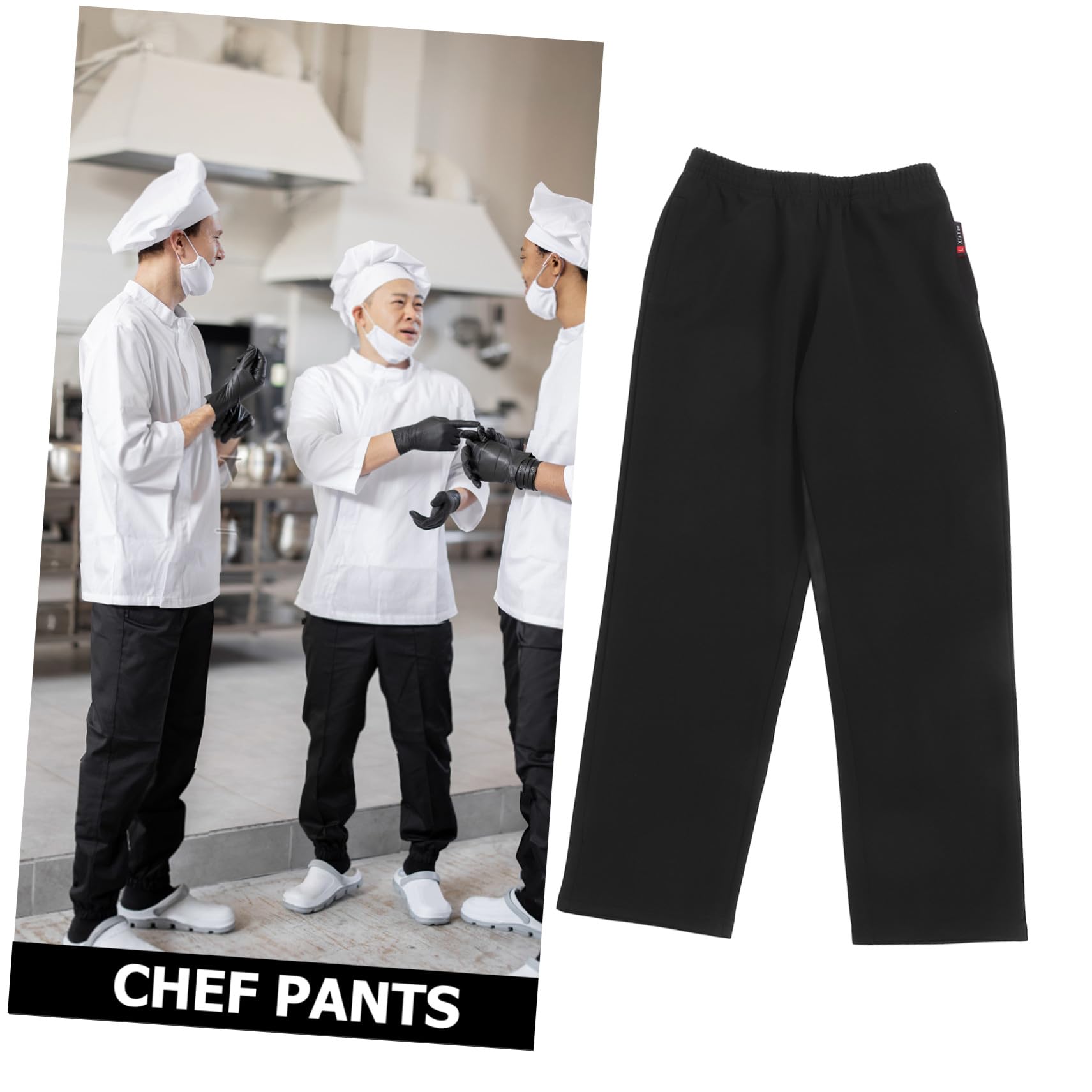 Atmungsaktive Schwarze Kochhose Herren und Damen mit Elastischem Cargo Arbeitskleidung Öl und Fleckenresistent Praktische Taschen Komfortable Küchenhose für Restaurant und
