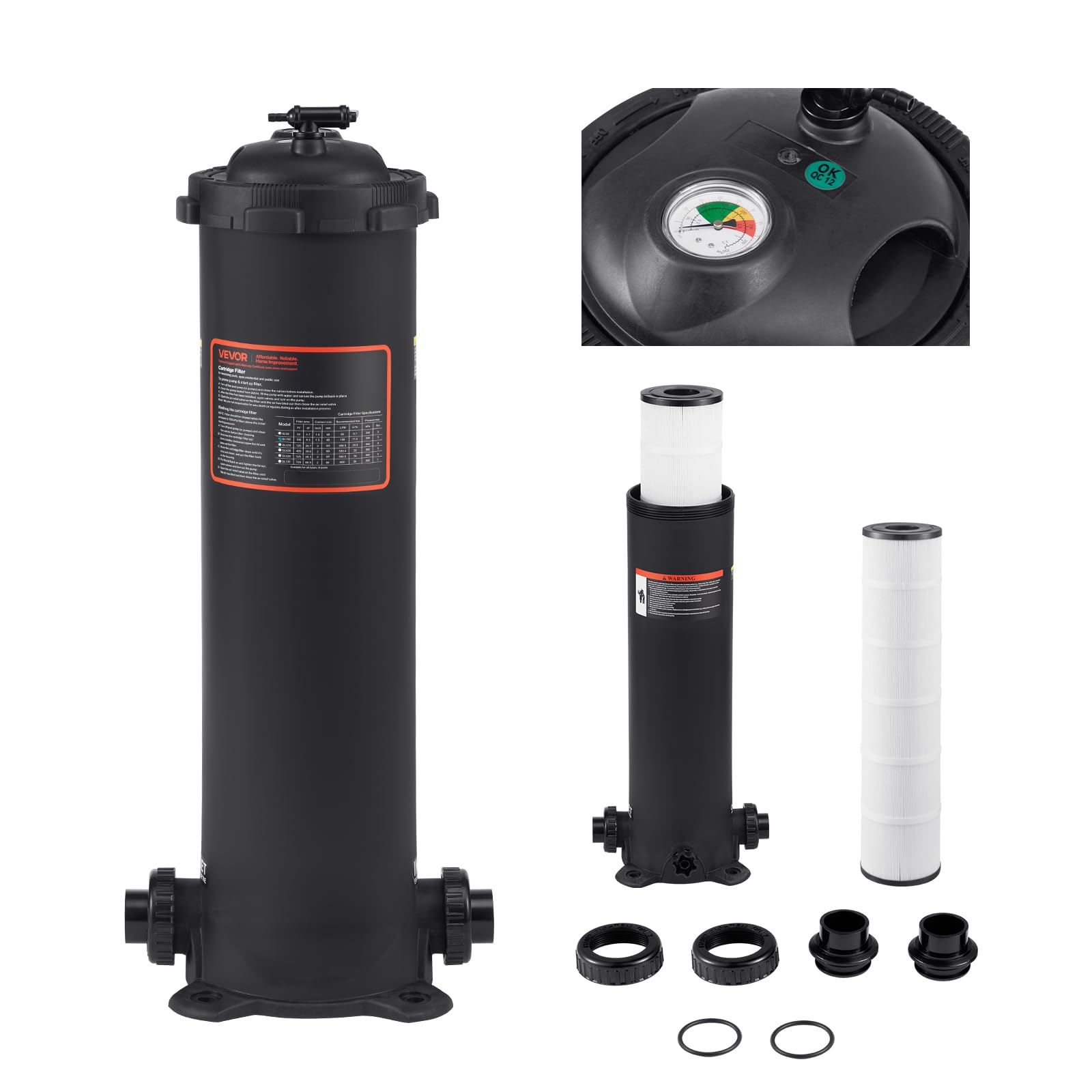VEVOR 2026 Pro Pool Cartridge Filter System 100 Sq.Ft
