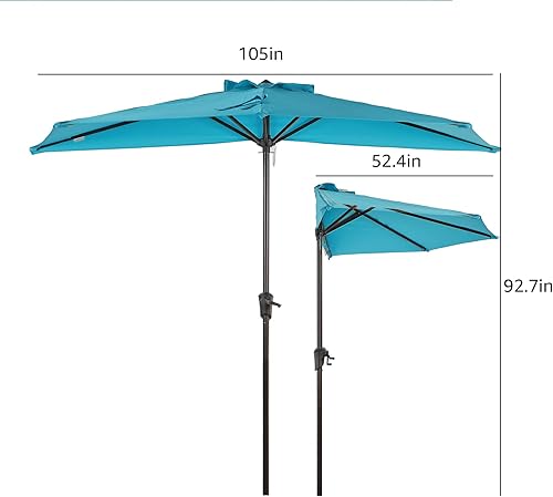 Miniatura 5 de COBANA - Paraguas de medio patio, para exteriores, para patio, balcón, jardín, terraza., Azul