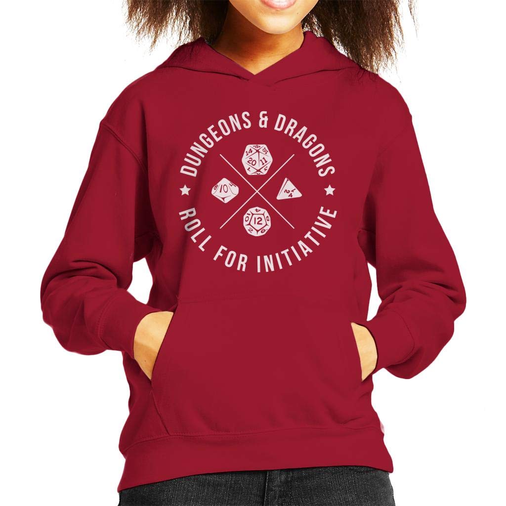Cloud City 7 Cherry Red Dungeons And Dragons Roll For Initiative Kid's Hooded Sweatshirt