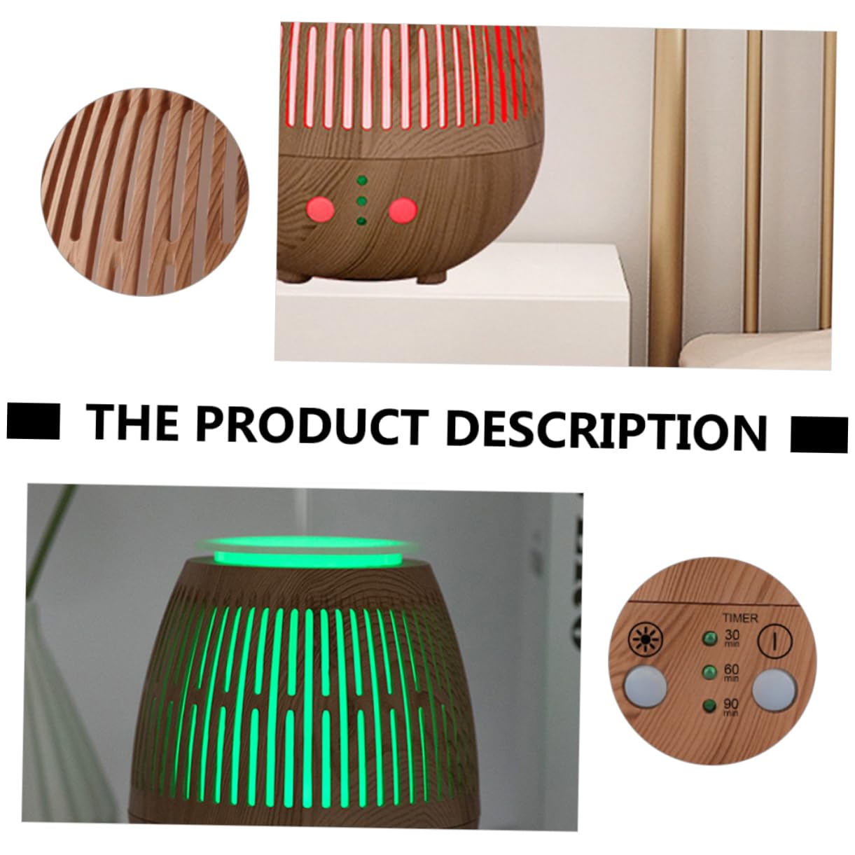 DOITOOL Diffusore d Aroma Silenzioso Luce Notturna LED Umidificatore per Auto Camera da Letto Ufficio Riduce Secchezza Aria Spazio
