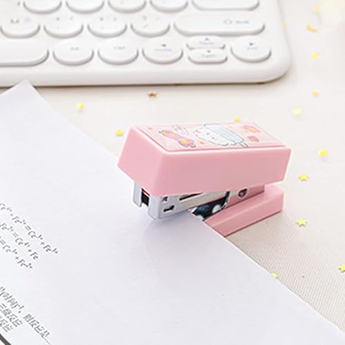 Miniatura 8 de 1 juego de mini grapas rosa con grapas No.12, lindo patrón de conejo, removedor de grapas, máquina de encuadernación para clips de papel, grapadoras