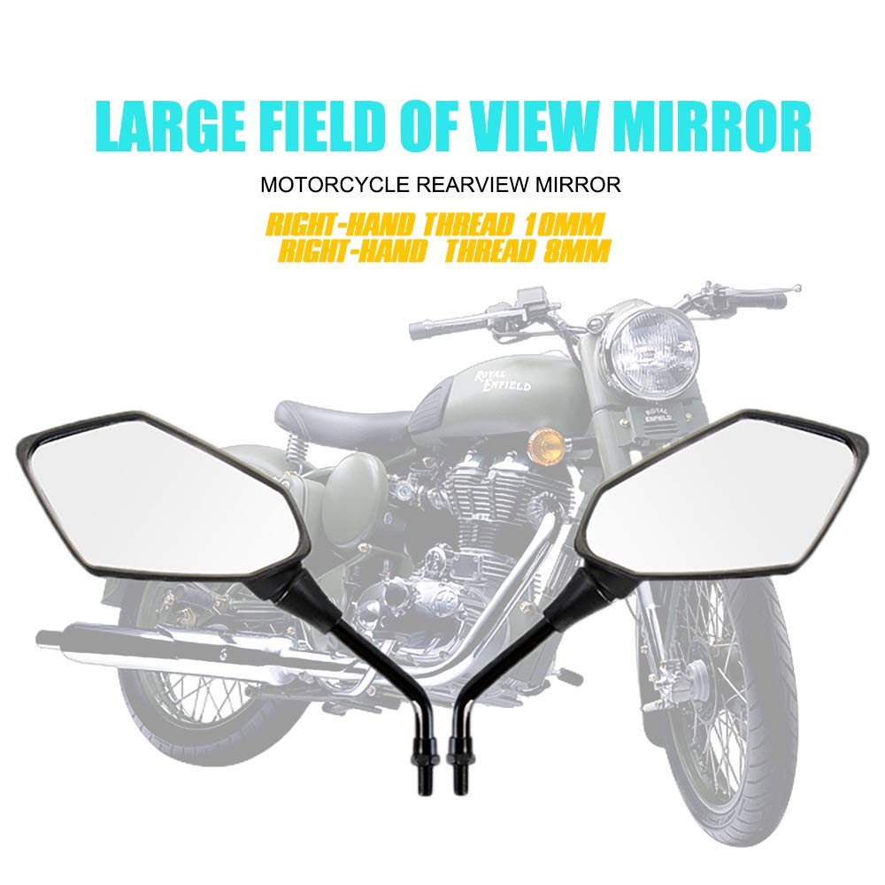 Seitenspiegel Motorrad 2 Stück Fahrrad Spiegel Motorrad Universual Scooter Fahrrad E-Fahrrad Rückspiegel elektrombile Spiegel Konvex 8 mm 10 mm Kohlefaser 10 mm (Farbe: Carbon Fib