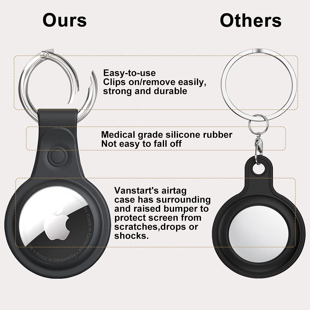 case for airtag with clear screen protector anti scratch portable protective cover with adjustable keychain lightweight airtag case cover for pets