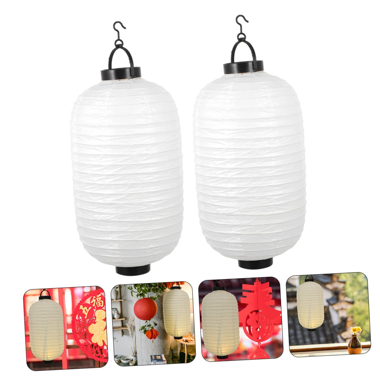 jojofuny Lanterne di Carta Giapponesi LED Riutilizzabili Bianche 2 Pezzi Luce Decorativa Ricaricabile per Decorazioni in Centri Commerciali e Altri Ambienti