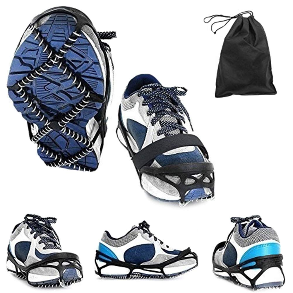 PandaLily Ice Cleats Crampons Traction Snow Grip for Boots Shoes Outdoor Camping Hiking Anti-Slip Shoes Gripper Snow Ice Walking Traction Cleats