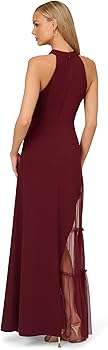 slim fit dress slacks Papell Studio Women's Beaded Crepe Halter Gown, 16 main image 0