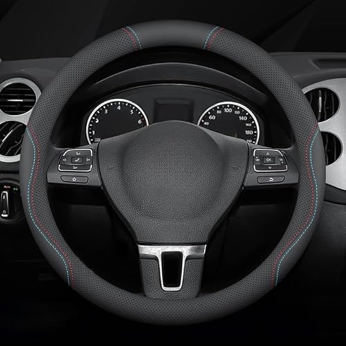 Car Steering Wheel Cover Leather for Maserati Grecale 2023-2025, Soft Anti-Slip Breathable Stylish Car Interior Accessory for Women and Men,Black-Line — Amazon listing image