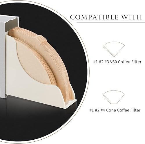 Miniatura 2 de Soporte de filtro de café en forma de cono – Soporte de filtro de papel plateado esmerilado para verter sobre café, dispensador para mostrador para