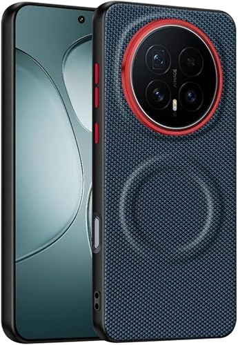 SAKINU Woven Textured MagSafe Case for Honor Magic 8 Pro, Shockproof Phone Cover with Red Metal Lens Ring & Independent Buttons