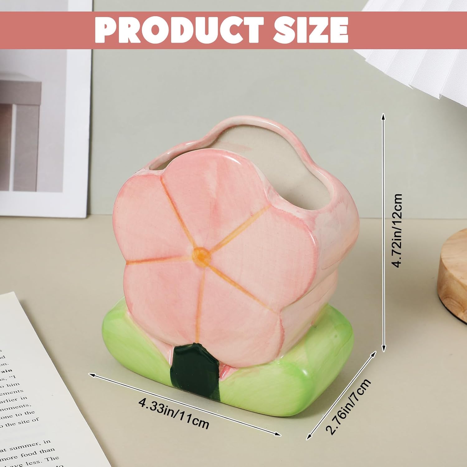 2pcs Pink Pencil Holder for Office Desk Accessories Aesthetic Flower Makeup Brush Organizer Cute Tulips Home Decor Birthday Gifts for Women Vanity Toothbrush Holder Kawaii Office Oragnizer