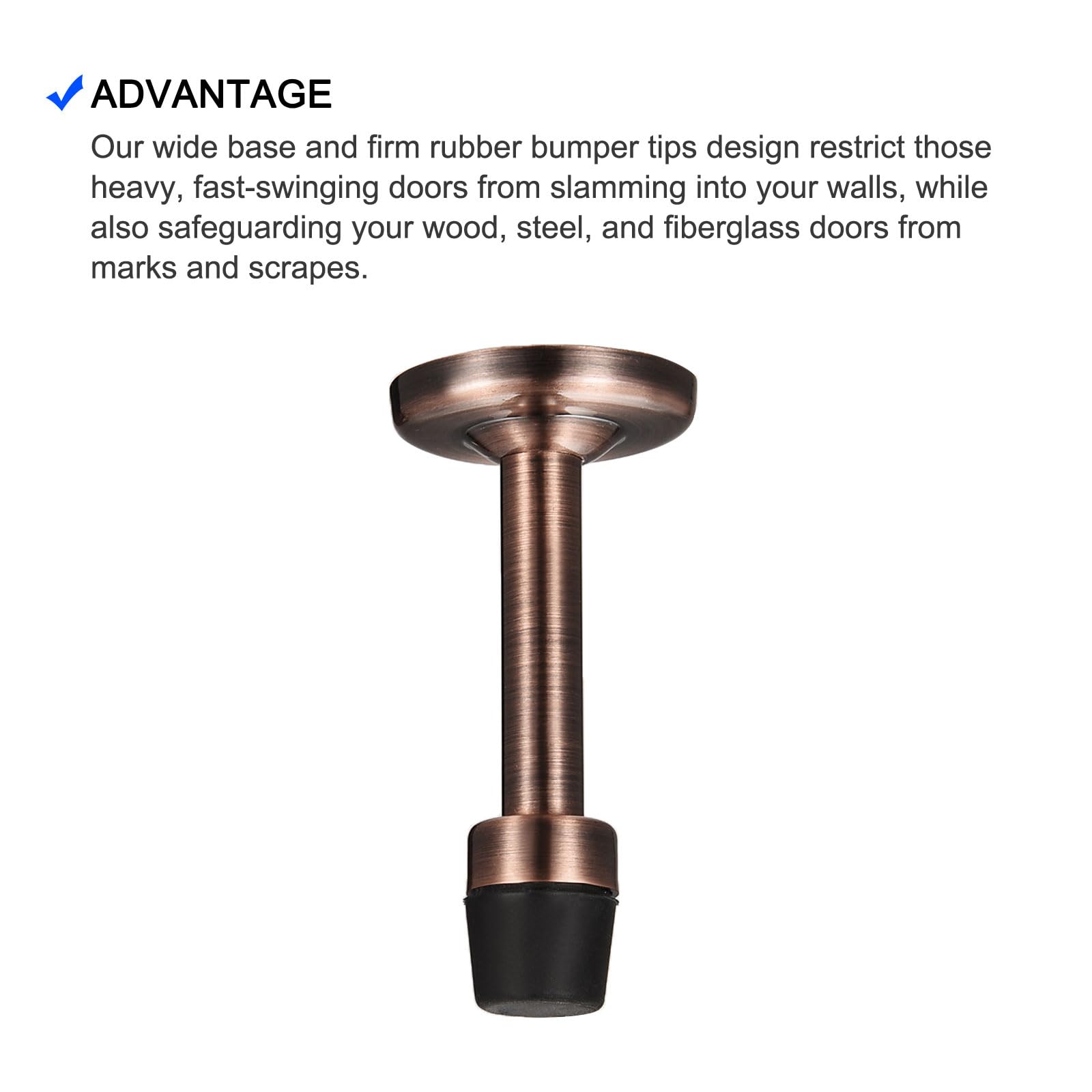 METALLIXITY Door Stop Wall Mount Door Stopper (78mm/3.07") 2pcs, Zinc Alloy Sound Dampening Door Stoppers with Screws - Image 4