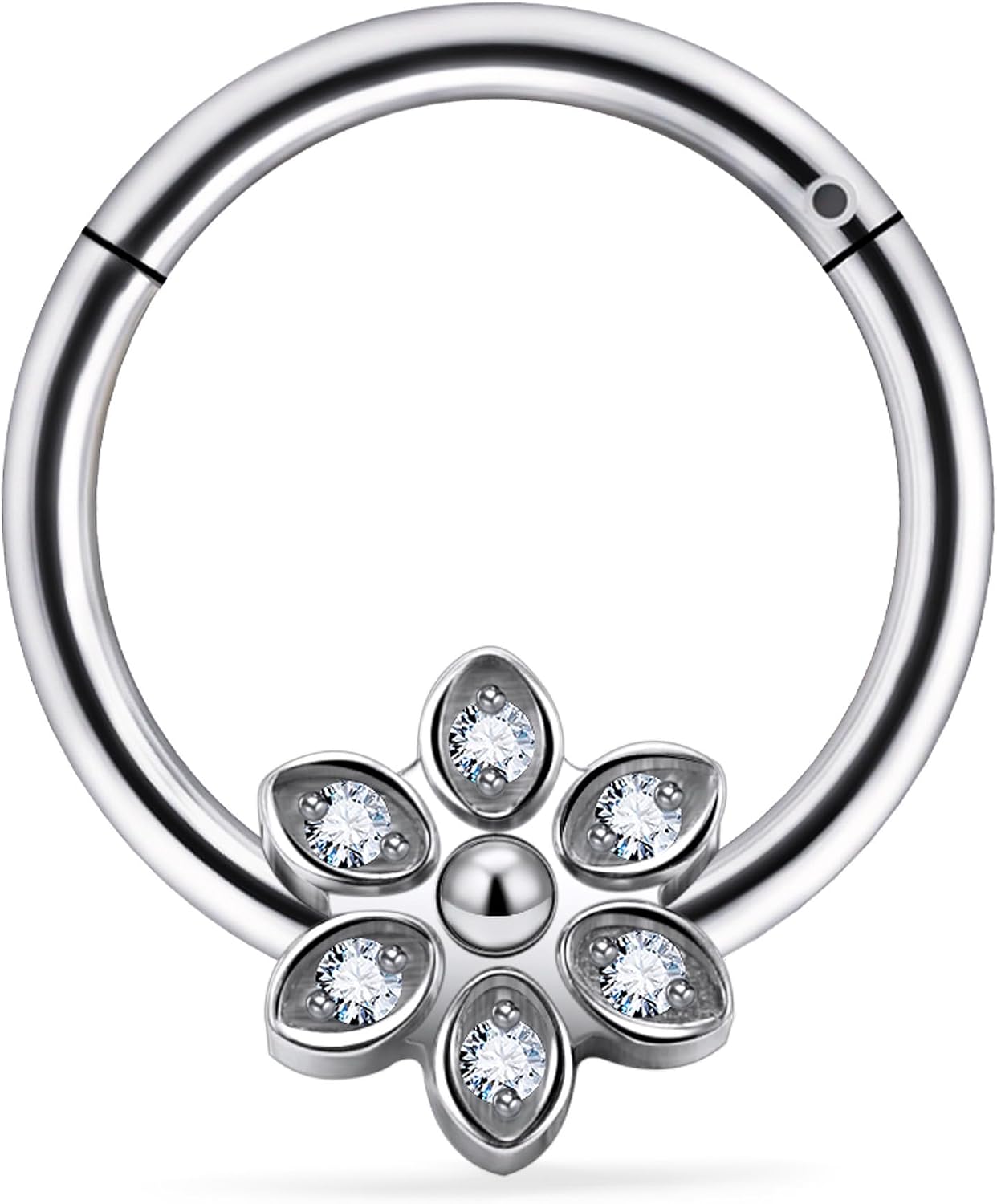 Vsnnsns G23 Titanium Septum Rings 16G 18G 20G Daith Piercing Jewelry Clicker Septum Jewelry CZ Opal Septum Rings Daith Earrings Piercing Jewelry Hoops For Women Men