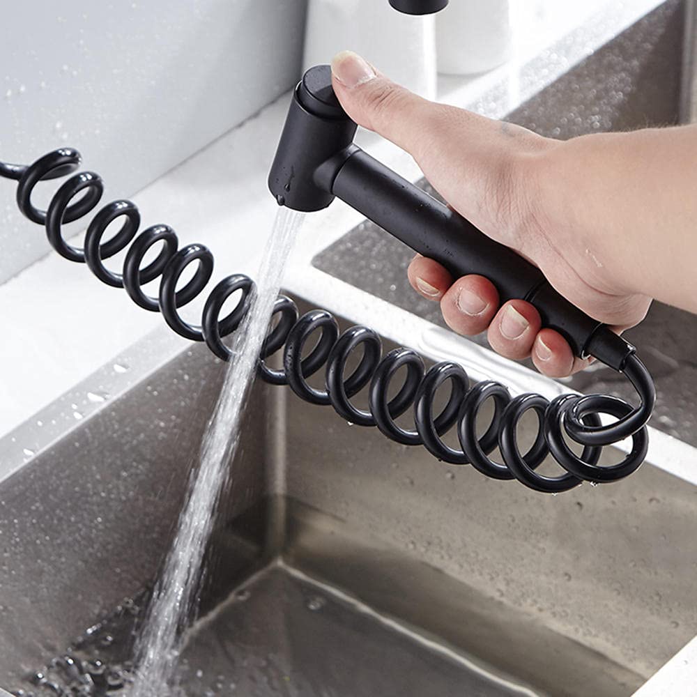 Miscelatore Rubinetto Cucina a Muro con Doccetta Estraibile Bagliore Miscelatore Lavello Cucina Girevole a 360° Rubinetto Miscelatore Rubinetti da Muro-Chrome-B._20 Cm