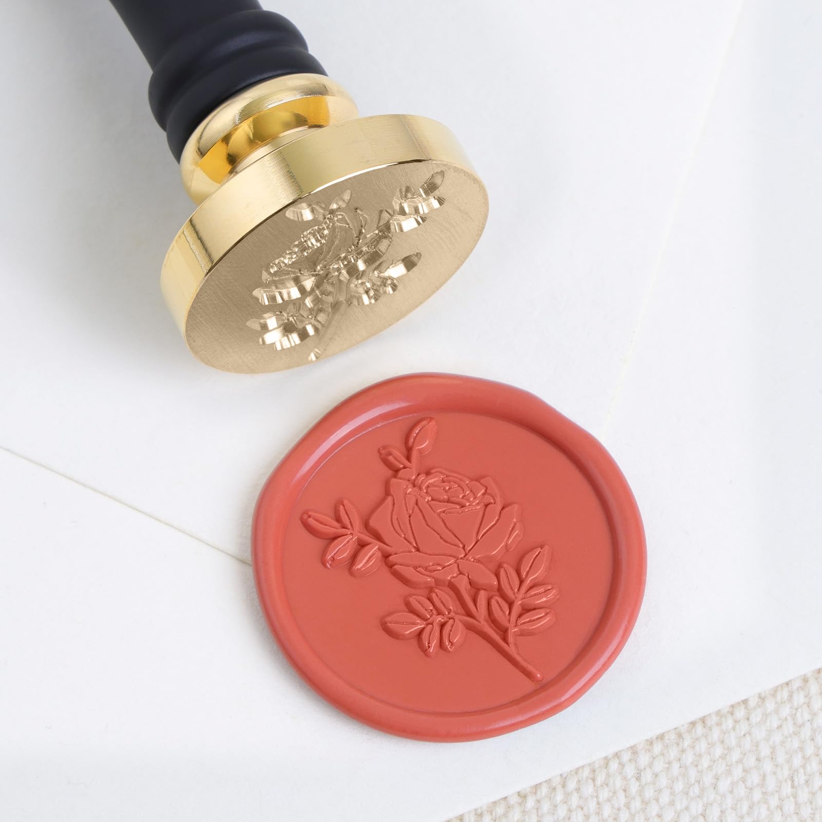 UNIQOOO Wild Rose Wax Seal Stamp | French Rose Botanical Flower Stamp Perfect for Wedding Invitation, Cards, Tags, Envelope, Snail Mail, Xmas Gift Wrap, Letter Sealing, Wine Package, DIY Project-image-36