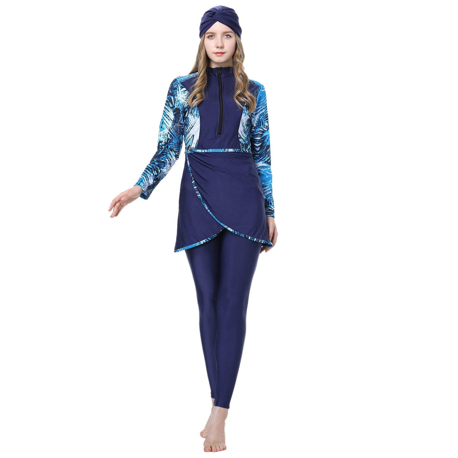 Burkini Damen: Muslimische Badeanzug Sonnenschutz Push Up Große Größe Badeanzüge Schwimmanzug Shape Bauchweg Swimwear Swim Suit Slim Fit Bademode Badebekleidung