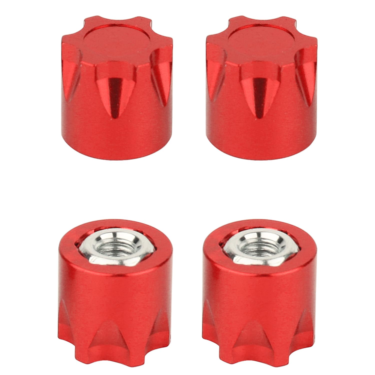 ZXYRC 4PCS Aluminium Wheel Rim Center Cap M4 Nuts for 1/10 RC Crawler Axial SCX10 90046 TRX4 TRX6 Tamiya Recat RC Car Parts Upgrade Part (red)