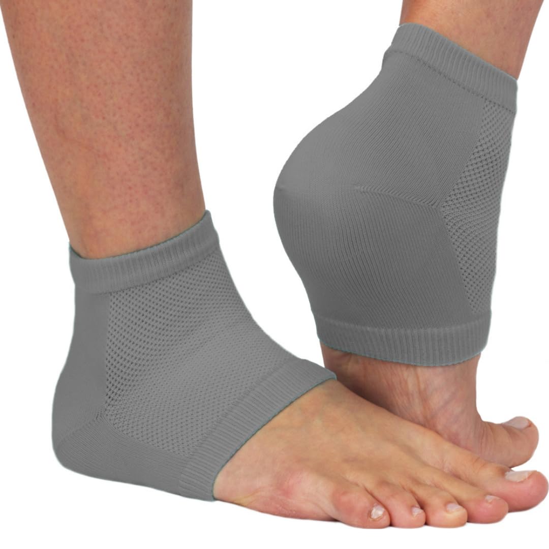 NatraCure Vented Moisturizing Gel Heel Sleeves - Skin Softening Footcare Treatment Socks for Cracked Heels, Dry Feet, Foot Calluses, Rough Heel Socks
