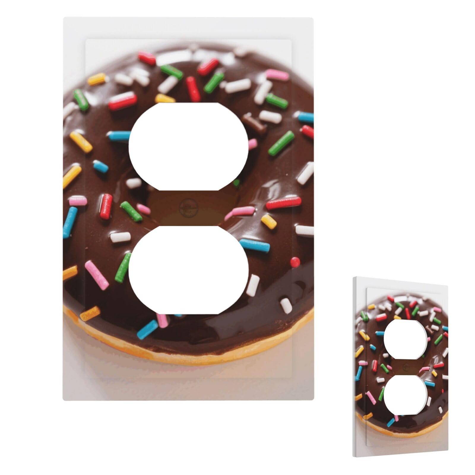 Tasty Chocolate Donut Wall Plate Cover Modern Decorative 1 Gang Light Switch Cover Unbreakable Receptacle Outlet Covers For Living Room Bedroom Home Decor Duplex