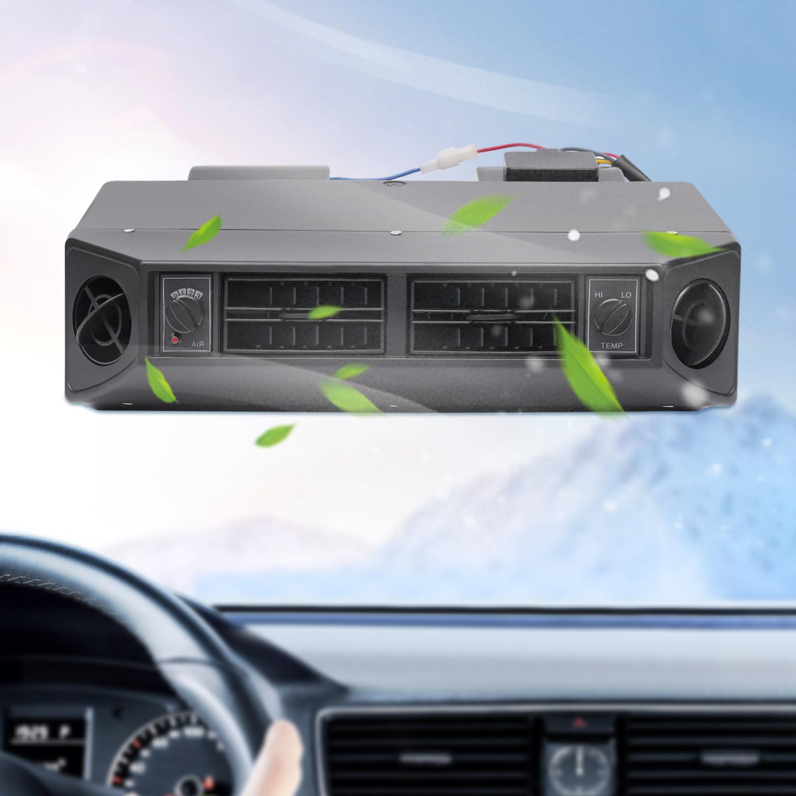 12V Universal Car Underdash AC Evaporator Units Heat & Cool A/C Evaporator Kit 3 Speed Trucks Under Dash Air Conditioning Evaporator Heater for Engineering Vehicles Black,Replaces BEU-404-100