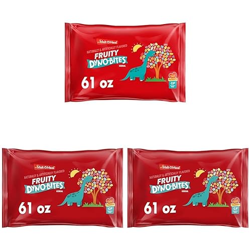 Vista 17 de Malt-O-Meal Fruity Dyno Bites Cereal de desayuno sin gluten con sabor afrutado, cereal grande para la familia, bolsa de cereales resellable de 25
