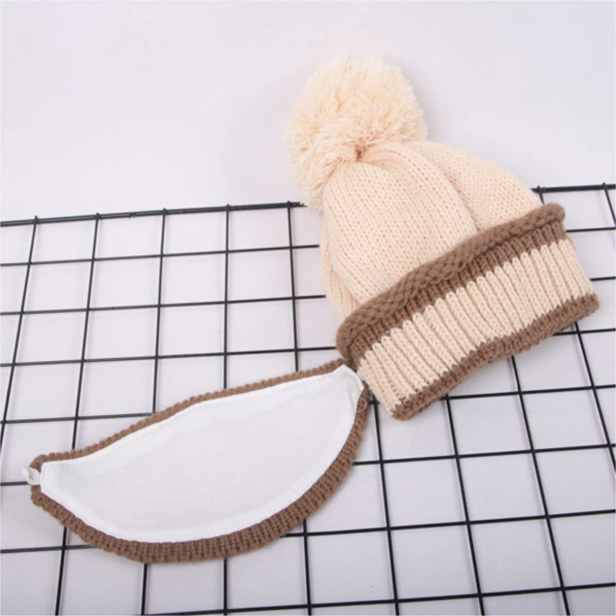 Gorro de Lana de Invierno para Mujer, Conjunto de Bufanda y mascarilla 3 en 1, Tejido de Punto (Beige, Talla única)