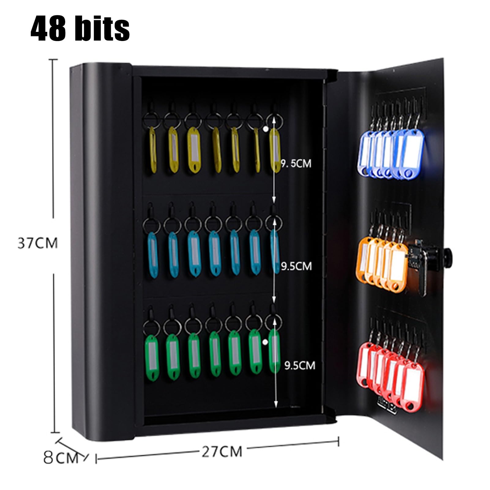 Caja de Llaves de 48 bits con Cerradura de contraseña, Caja de Llaves de Acero, gabinete de Almacenamiento de Llaves montado en la Pared para fábricas, escuelas, Empresas (A)